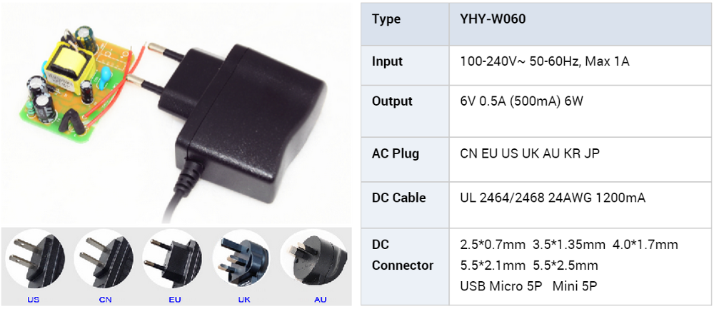 5 Volt 1Amp Power Adapter--YHY Group